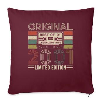 Année de naissance légendaire 2001 - Housse de coussin décorative 45 x 45 cm - bordeaux - Devant