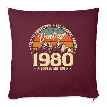 Anniversaire des années 1980 - Housse de coussin décorative 45 x 45 cm - bordeaux - Devant