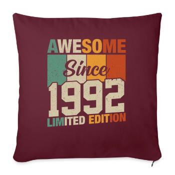 Légende d’anniversaire vintage 1992 - Housse de coussin décorative 45 x 45 cm - bordeaux - Devant