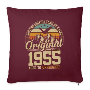 Millésime doré 1955 - Un original depuis 69 ans - Housse de coussin décorative 45 x 45 cm - bordeaux - Devant