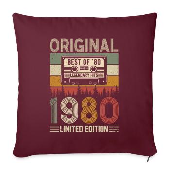 Surprise d’anniversaire des années 1980 - Housse de coussin décorative 45 x 45 cm - bordeaux - Devant