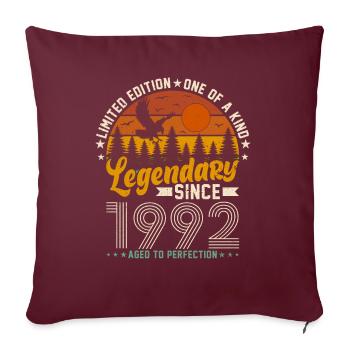 Joie d’anniversaire rétro 1992 - Housse de coussin décorative 45 x 45 cm - bordeaux - Devant