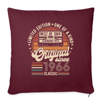 Nées en 1966 anniversaire 1966 Vintage 1966 - Housse de coussin décorative 45 x 45 cm - bordeaux - Devant