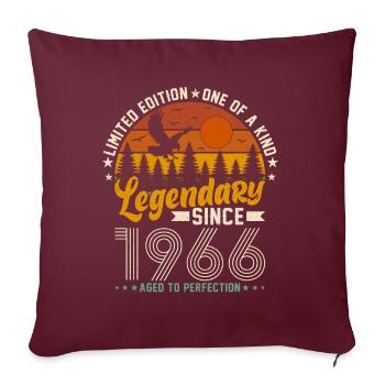 Nées en 1966 anniversaire 1966 Vintage 1966 - Housse de coussin décorative 45 x 45 cm - bordeaux - Devant