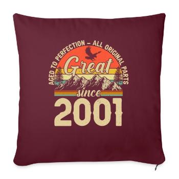 Jahrgang 2001 bis zur Perfektion gereift - Sofakissenbezug 45 x 45 cm - Burgunderrot - Vorne