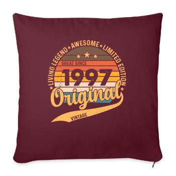 Vintage 1997 légende - cadeau d’anniversaire rétro - Housse de coussin décorative 45 x 45 cm - bordeaux - Devant