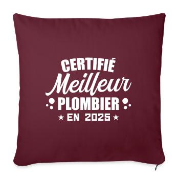 Certifié Meilleur Plombier en 2025 - Housse de coussin décorative 45 x 45 cm - bordeaux - Devant