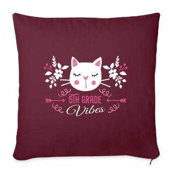 5th grade | Grade Vibes Back to School Cute Cat - Housse de coussin décorative 45 x 45 cm - bordeaux - Devant