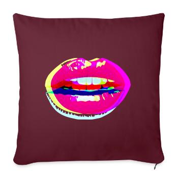 Sexy Lips 2 croix neon colored - Housse de coussin décorative 45 x 45 cm - bordeaux - Devant