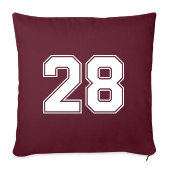 Maillot numéro 28 - Housse de coussin décorative 45 x 45 cm - bordeaux - Devant