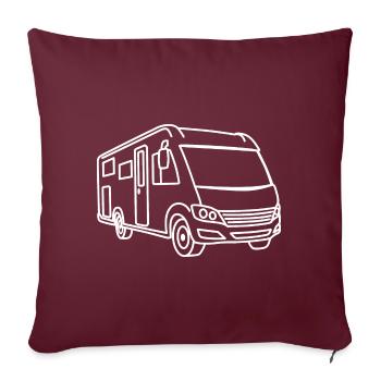 Camping-car Entièrement Intégré - Avant - Contour blanc - Housse de coussin décorative 45 x 45 cm - bordeaux - Devant