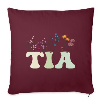Tia Funny Women Wildflower Floral Design Tia - Housse de coussin décorative 45 x 45 cm - bordeaux - Devant