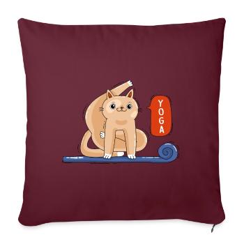 Chat et Yoga - Housse de coussin décorative 45 x 45 cm - bordeaux - Devant