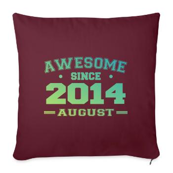 2014 Août Année Naissance Anniversaire Août 2014 - Housse de coussin décorative 45 x 45 cm - bordeaux - Devant