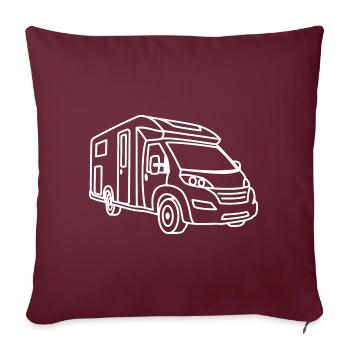 Camping-car semi-intégré - avant - contour blanc - Housse de coussin décorative 45 x 45 cm - bordeaux - Devant