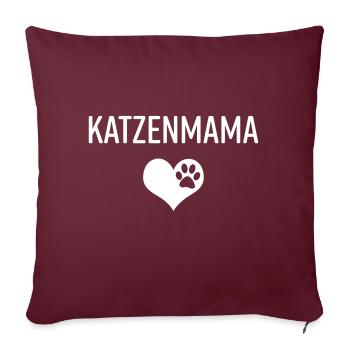Katzenmama Katze Mieze Katzenliebhaber Geschenk - Sofakissenbezug 45 x 45 cm - Burgunderrot - Vorne