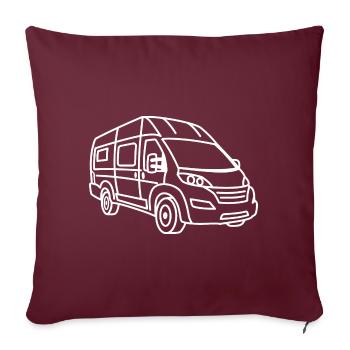 Fourgon / Camping-car - Avant - Blanc - Housse de coussin décorative 45 x 45 cm - bordeaux - Devant
