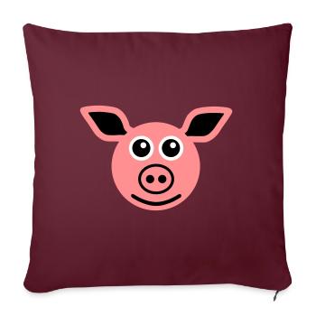 ★ couleurs de conception modifiables ★ visage cochon - Housse de coussin décorative 45 x 45 cm - bordeaux - Devant