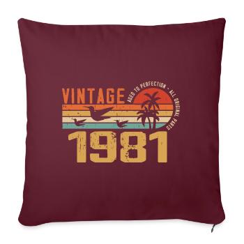 Vintage 1981 Cadeau Anniversaire - Millésime 1981 - Housse de coussin décorative 45 x 45 cm - bordeaux - Devant