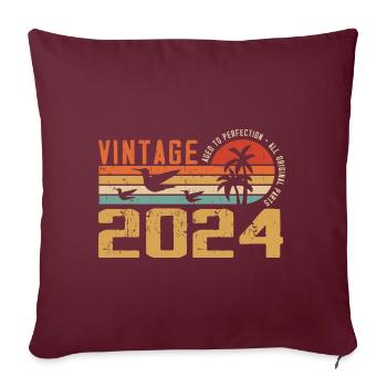 Vintage 2024 Cadeau Anniversaire - Millésime 2024 - Housse de coussin décorative 45 x 45 cm - bordeaux - Devant