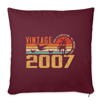 Vintage 2007 Cadeau Anniversaire - Millésime 2007 - Housse de coussin décorative 45 x 45 cm - bordeaux - Devant