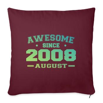 2008 Août Année Naissance Anniversaire Août 2008 - Housse de coussin décorative 45 x 45 cm - bordeaux - Devant