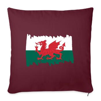 Drapeau national du pays de Galles - brush vertical - Housse de coussin décorative 45 x 45 cm - bordeaux - Devant