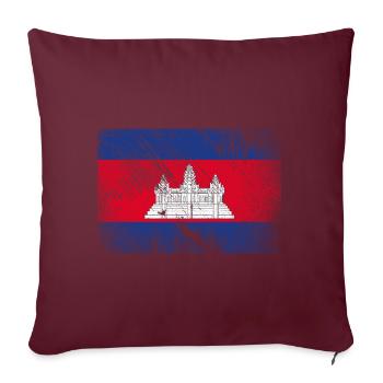 Drapeau du Cambodge - Vintage Grunge - Housse de coussin décorative 45 x 45 cm - bordeaux - Devant