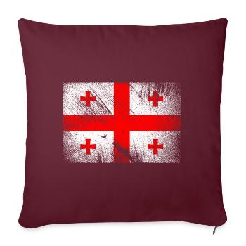 Drapeau de la Géorgie - Vintage Grunge - Housse de coussin décorative 45 x 45 cm - bordeaux - Devant