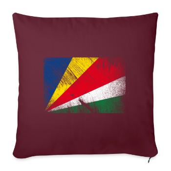 Drapeau des Seychelles - grunge vintage - Housse de coussin décorative 45 x 45 cm - bordeaux - Devant