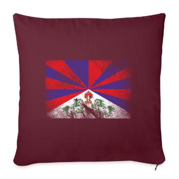 Drapeau du Tibet - brosse grunge - Housse de coussin décorative 45 x 45 cm - bordeaux - Devant