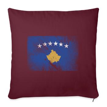 Kosovo flag - vintage grunge - Sofa pillowcase 17,3'' x 17,3'' (45 x 45 cm) - burgundy - Front