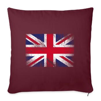 Drapeau du Royaume-Uni - grunge vintage - Housse de coussin décorative 45 x 45 cm - bordeaux - Devant
