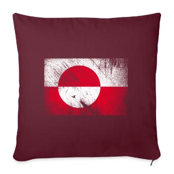 Drapeau du Groenland - grunge vintage - Housse de coussin décorative 45 x 45 cm - bordeaux - Devant