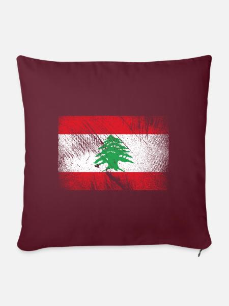 Libanon Flagge - Vintage Grunge - Sofakissenbezug 45 x 45 cm - Burgunderrot