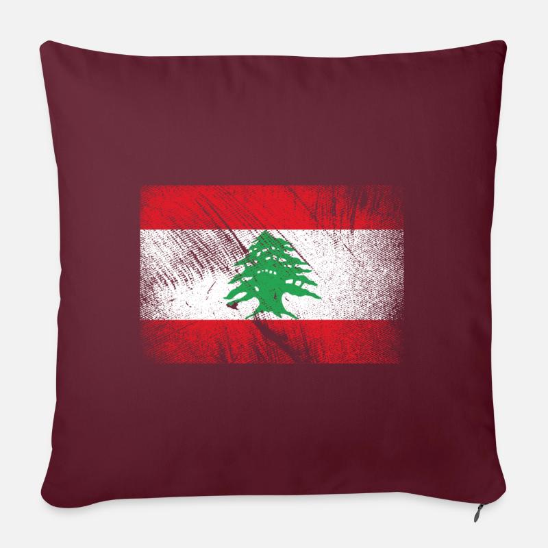 Libanon Flagge - Vintage Grunge - Sofakissenbezug 45 x 45 cm - Burgunderrot