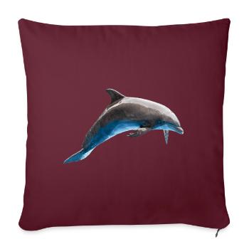 Saut de dauphin, Poisson, Naturel - Housse de coussin décorative 45 x 45 cm - bordeaux - Devant