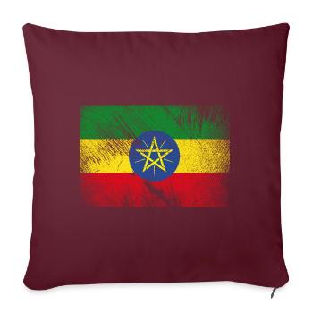 Ethiopia Flag - Vintage Grunge - Sofa pillowcase 17,3'' x 17,3'' (45 x 45 cm) - burgundy - Front
