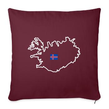 Islande - Contour de l’île (blanc) - Housse de coussin décorative 45 x 45 cm - bordeaux - Devant