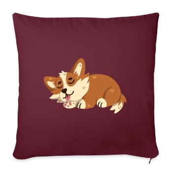 Corgi dort - Housse de coussin décorative 45 x 45 cm - bordeaux - Devant