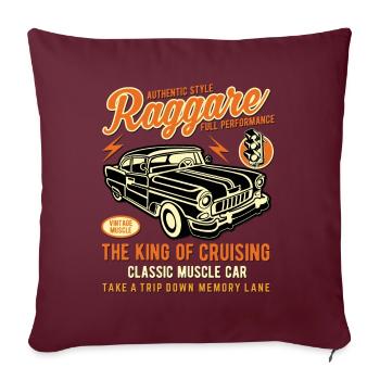 Raggare King of Cruising Muscle Car - Housse de coussin décorative 45 x 45 cm - bordeaux - Devant
