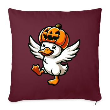 Canard d’Halloween fantaisiste avec citrouille et chapeau - Housse de coussin décorative 45 x 45 cm - bordeaux - Devant