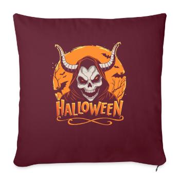 Déguisement de crâne de cornes d’Halloween - Creepy - Housse de coussin décorative 45 x 45 cm - bordeaux - Devant