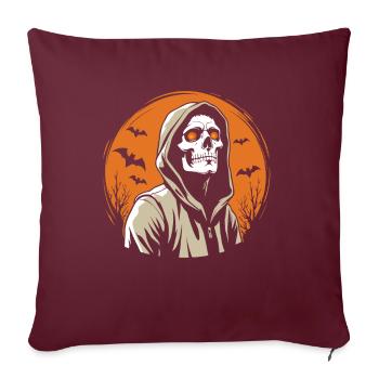 Déguisement de crâne d’Halloween - Creepy - Housse de coussin décorative 45 x 45 cm - bordeaux - Devant