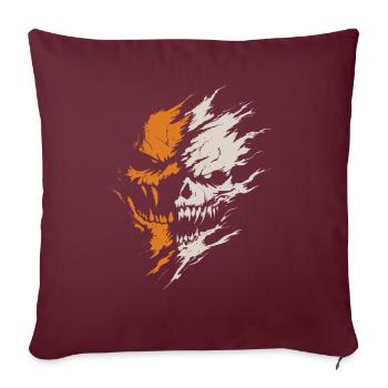 Déguisement de monstre crâne d’Halloween - Creepy - Housse de coussin décorative 45 x 45 cm - bordeaux - Devant