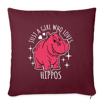 Juste une fille qui aime les hippopotames - Dessin animé - Housse de coussin décorative 45 x 45 cm - bordeaux - Devant
