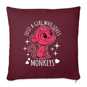 Juste une fille qui aime les singes - Dessin animé - Housse de coussin décorative 45 x 45 cm - bordeaux - Devant
