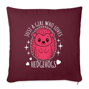 Juste une fille qui aime les hérissons - Dessin animé - Housse de coussin décorative 45 x 45 cm - bordeaux - Devant