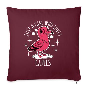 Juste une fille qui aime les mouettes - Dessin animé - Housse de coussin décorative 45 x 45 cm - bordeaux - Devant