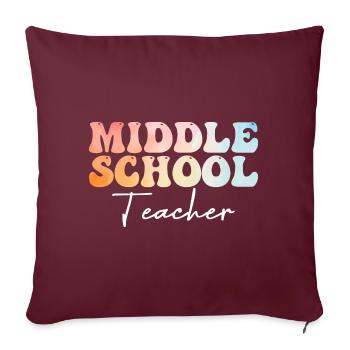 Middle School Teacher Groovy Back to School - Housse de coussin décorative 45 x 45 cm - bordeaux - Devant